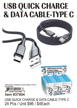 USB Quick Charge and Data Cables Type-C 24 Pcs.